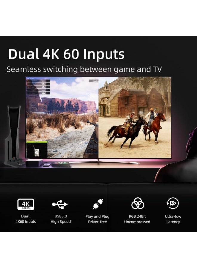 Osee GoStream M2 Capture Card, Dual 4K HDMI Input Capture Card for Streaming, USB 3.0 Audio Video Capture Card Record in 1080P 60FPS Low Latency, Compatible with PS5/PS4/Xbox/Switch in OBS, YouTube - Image 2